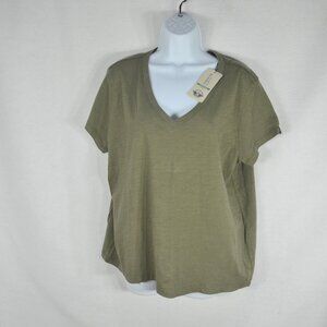 Dockers Women's T shirt XL Slim Fit V-Neck Short Sleeve Green NWT